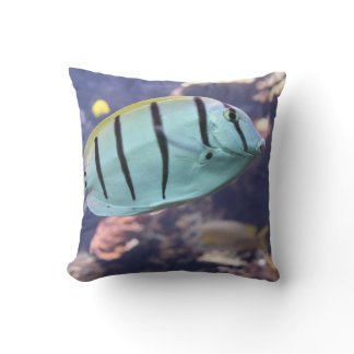 Acanthurus triostegus throw pillow