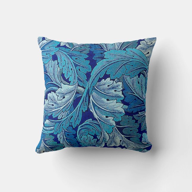 Acanthus Blue, William Morris Throw Pillow (Back)