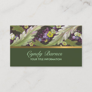 Acanthus Floral Border Business Card Emerald