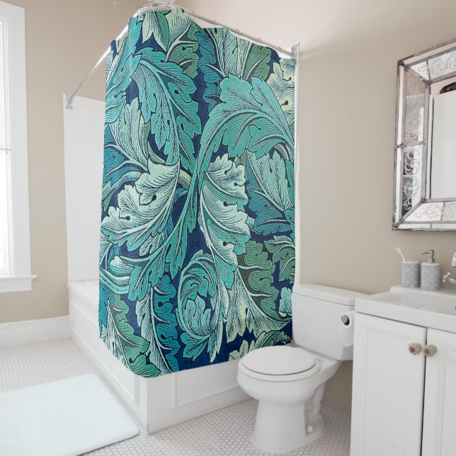 Acanthus Green, William Morris Shower Curtain (In Situ)