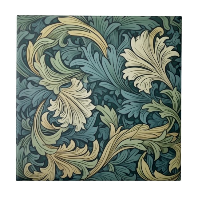 Acanthus Leaf Pattern Ceramic Tile (Front)