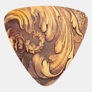 Acanthus Leaf Woodworking Wood Carving Burnished Guitar Pick by SterlingMoon at Zazzle