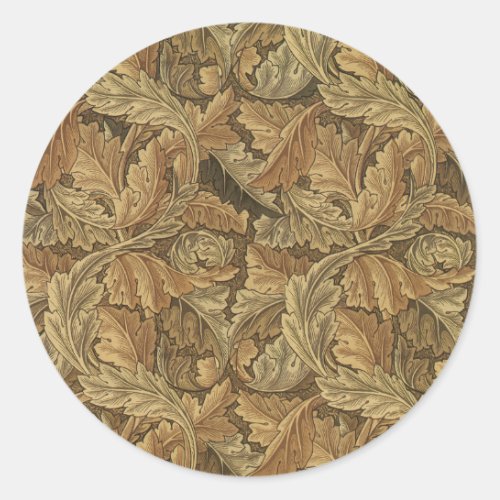 Acanthus Leaves by William Morris Antique Textile Classic Round Sticker