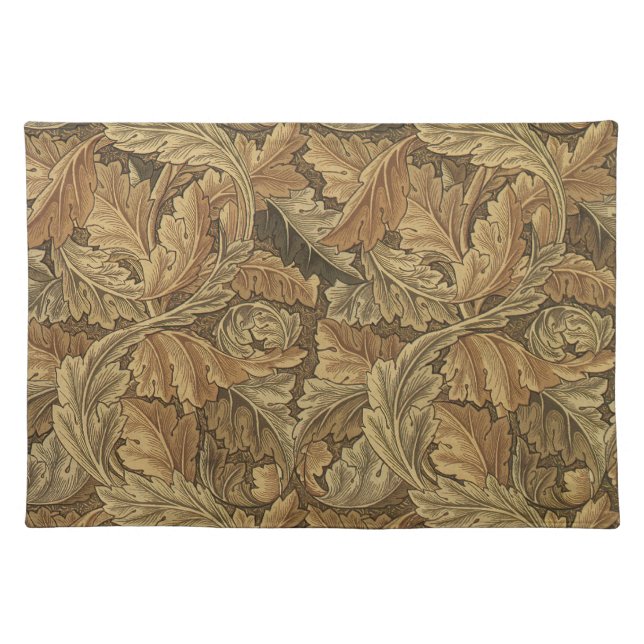 Acanthus Leaves by William Morris, Antique Textile Cloth Placemat (Front)