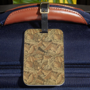 Acanthus Leaves by William Morris, Antique Textile Luggage Tag