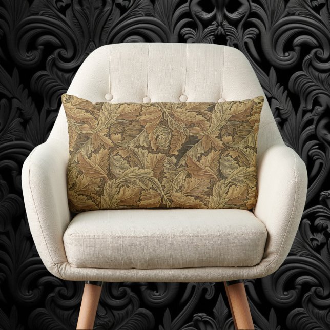 Acanthus Leaves by William Morris, Antique Textile Lumbar Pillow (Acanthus Leaves by William Morris, Antique Textile Lumbar Pillow)