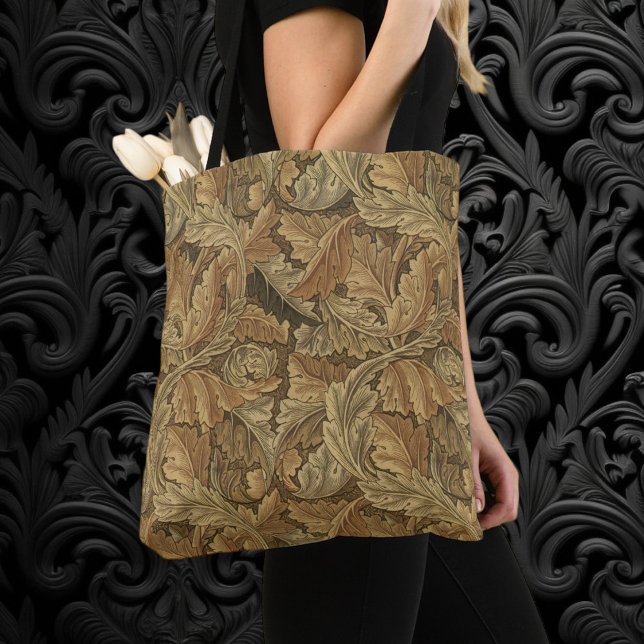Acanthus Leaves by William Morris, Antique Textile Tote Bag (Acanthus Leaves by William Morris, Antique Victorian Textile  Art All-Over-Print Tote Bag)