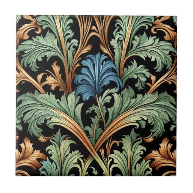 Acanthus Leaves Ceramic Tile (Front)