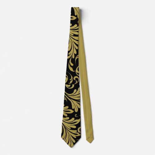Acanthus Leaves Gold and Black Neck Tie
