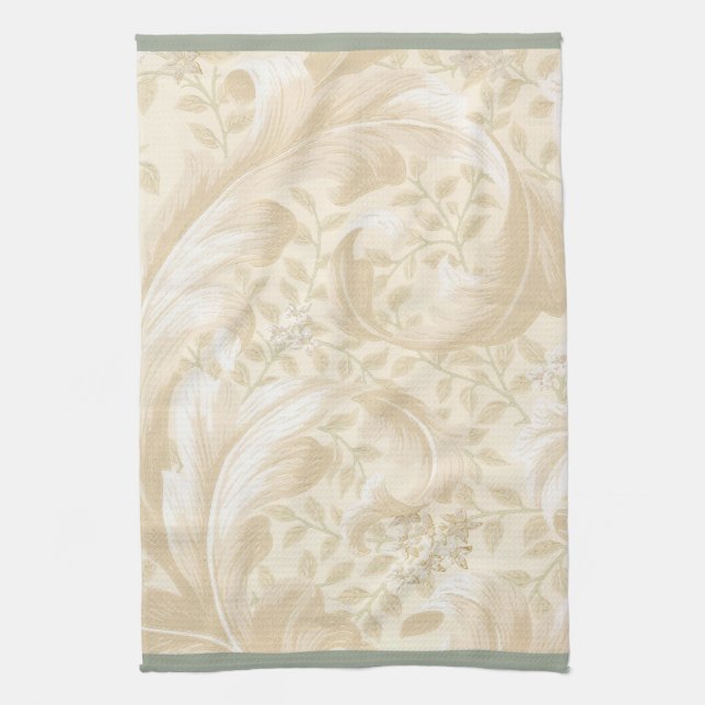 Acanthus Leaves in Soft Beige Towel (Vertical)