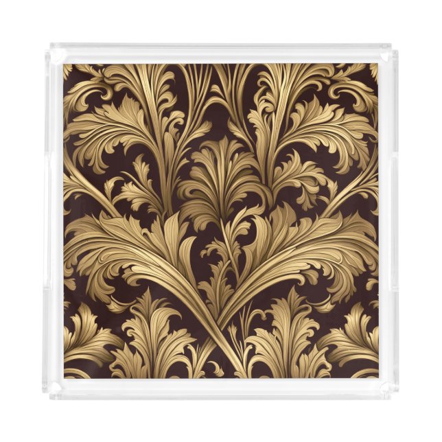 Acanthus Leaves (Old Gold Tone) Acrylic Tray (Front)