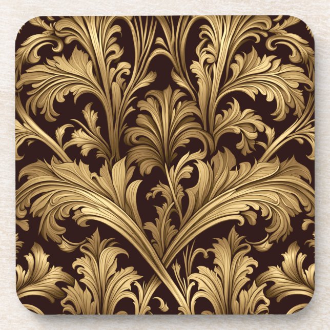 Acanthus Leaves (Old Gold Tone) Beverage Coaster (Front)