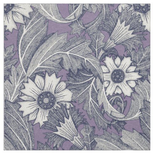 acanthus navy blue violet fabric