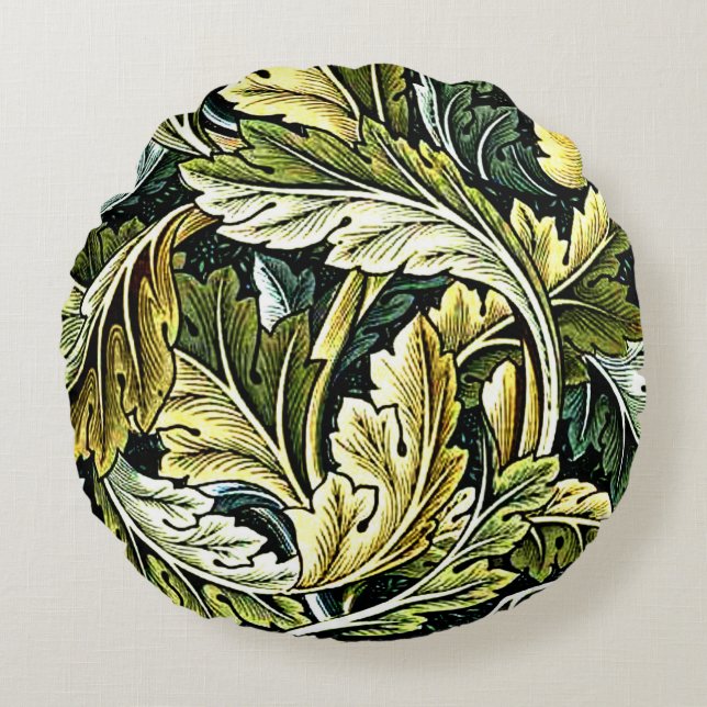 Acanthus, popular William Morris pattern Round Pillow (Front)