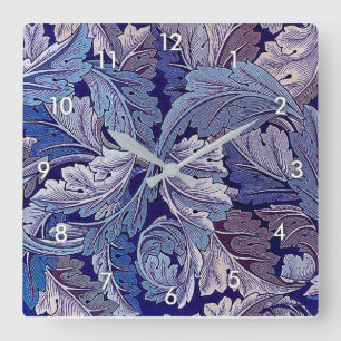 Acanthus Purple, William Morris Square Wall Clock
