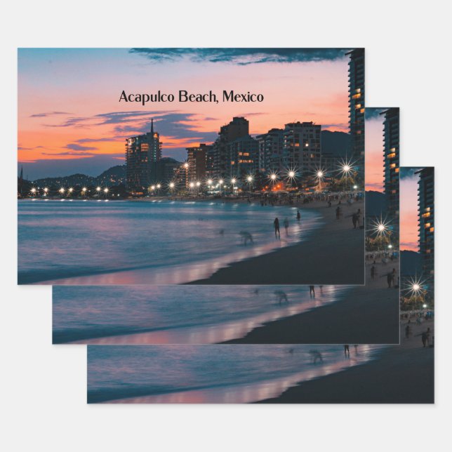 Acapulco Beach, Mexico Wrapping Paper Sheets (Set)