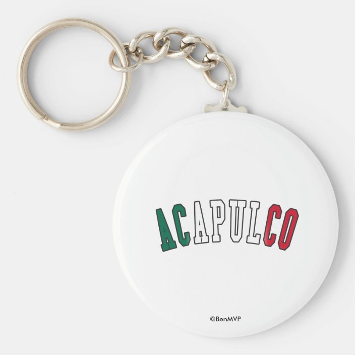 Acapulco in Mexico National Flag Colors Keychain