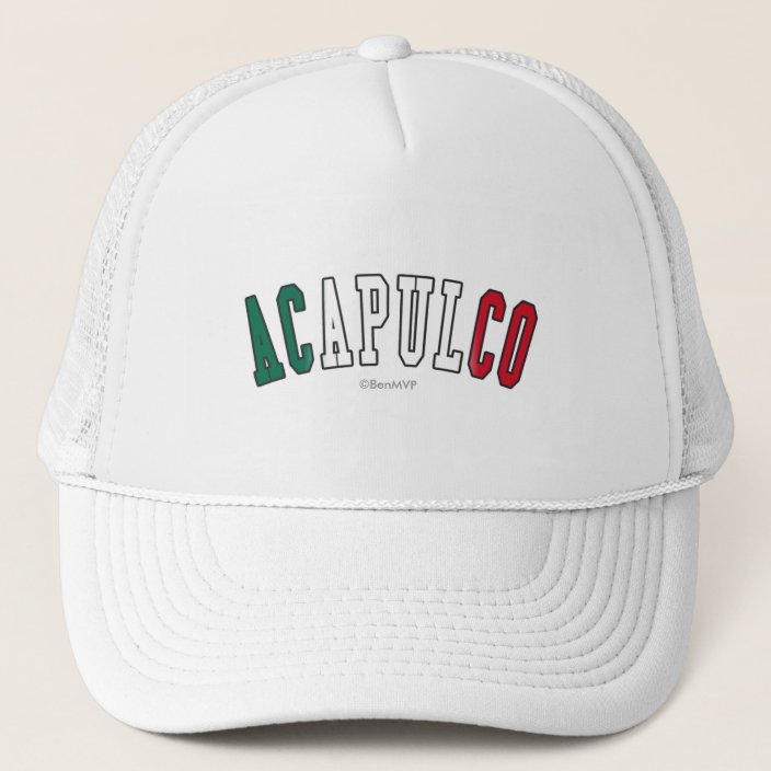 Acapulco in Mexico National Flag Colors Mesh Hat