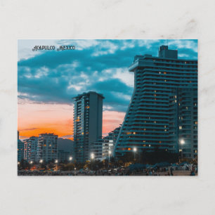 Acapulco Mexico Skyline Night time Holiday Postcard