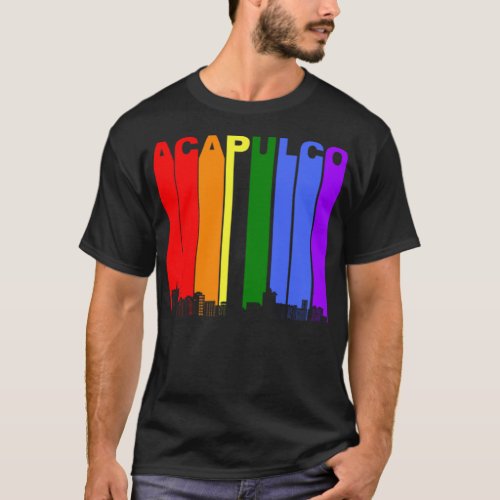 Acapulco Mexico Skyline Rainbow LGBT Gay Pride  T_Shirt