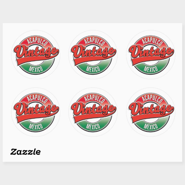 Acapulco Mexico vintage logo Classic Round Sticker (Sheet)