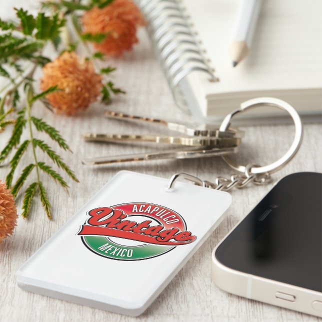 Acapulco Mexico vintage logo Keychain (Front Right)