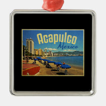 Acapulco Mexico Vintage Travel Metal Ornament