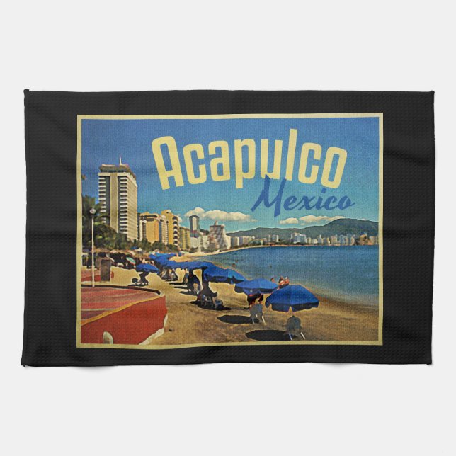 Acapulco Mexico Vintage Travel Towel (Horizontal)