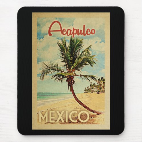 Acapulco Palm Tree Vintage Travel Mouse Pad