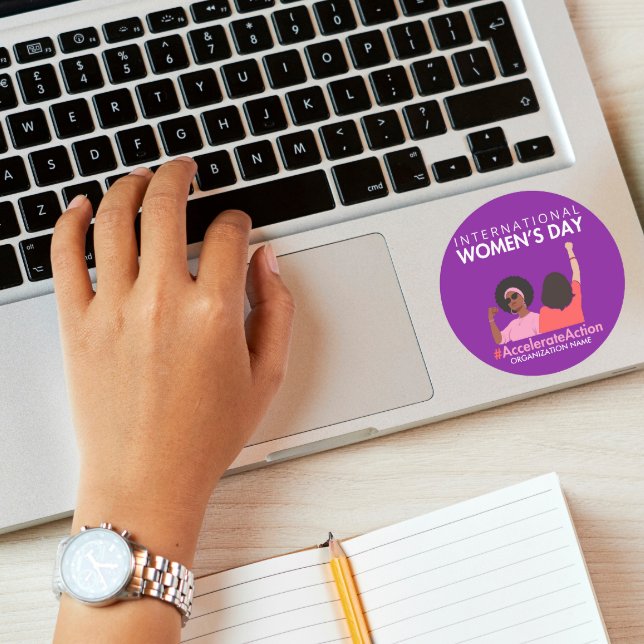 Accelerate Action International Women's Day Classic Round Sticker (Creator Uploaded)