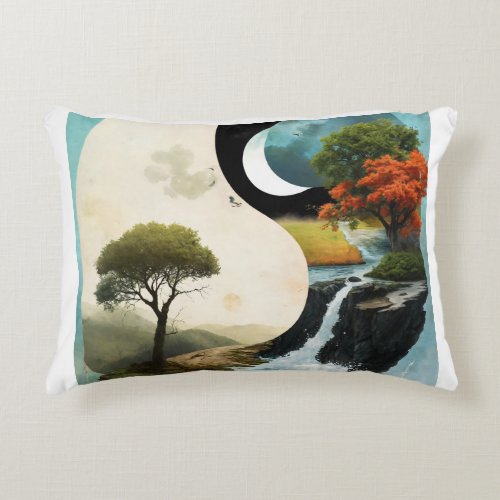 Accen Harmony Unveiled Surreal Yin Yang Sym Pillow