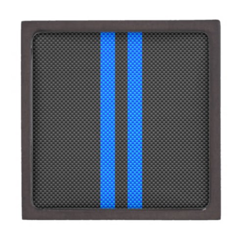 Accent Blue Carbon Fiber Style Racing Stripes Gift Box