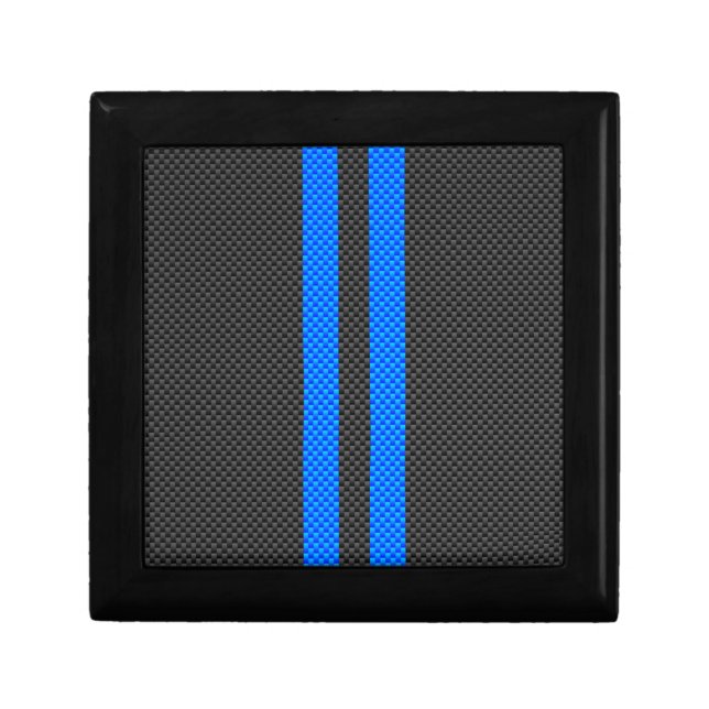 Accent Blue Carbon Fiber Style Racing Stripes Gift Box (Front)