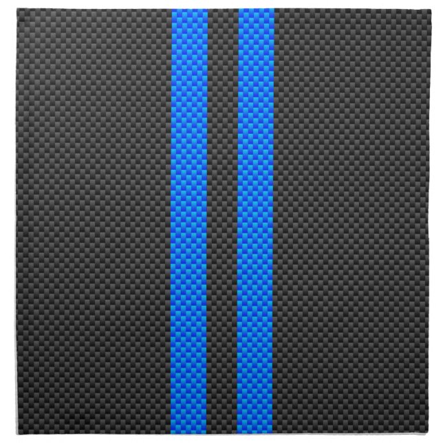 Accent Blue Carbon Fiber Style Racing Stripes Napkin (Front)