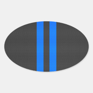 Accent Blue Carbon Fiber Style Racing Stripes Oval Sticker