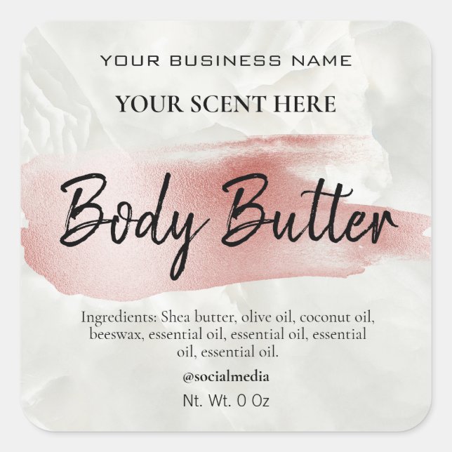 Accent Brush Stroke Marble Body Butter Labels (Front)