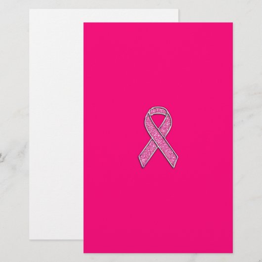 Accent Chrome Glitter Style Pink Ribbon Awareness (Front/Back)