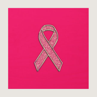 Accent Chrome Glitter Style Pink Ribbon Awareness Wood Wall Art