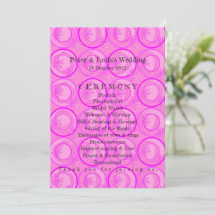 Accent Circles Background Flowers Pink Wedding Program