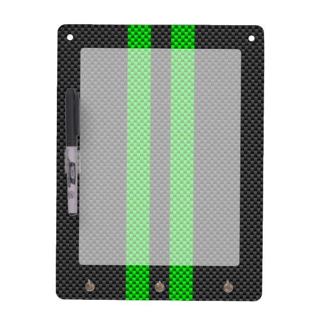Accent Green Carbon Fiber Style Racing Stripes Dry Erase Board (Front)
