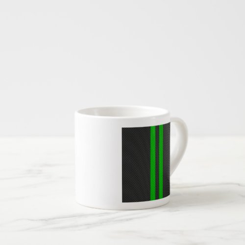 Accent Green Carbon Fiber Style Racing Stripes Espresso Cup