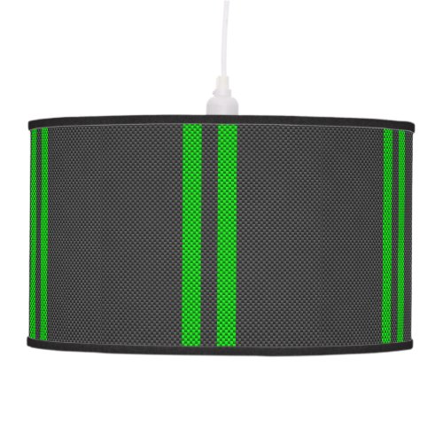 Accent Green Carbon Fiber Style Racing Stripes Pendant Lamp