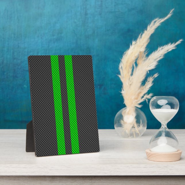 Accent Green Carbon Fiber Style Racing Stripes Plaque (Side)