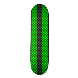 Accent Green Carbon Fiber Style Racing Stripes Skateboard Deck