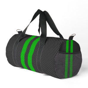 Accent Green Carbon Fibre Style Racing Stripes Duffle Bag
