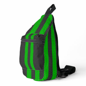 Accent Green Carbon Fibre Style Racing Stripes Sling Bag