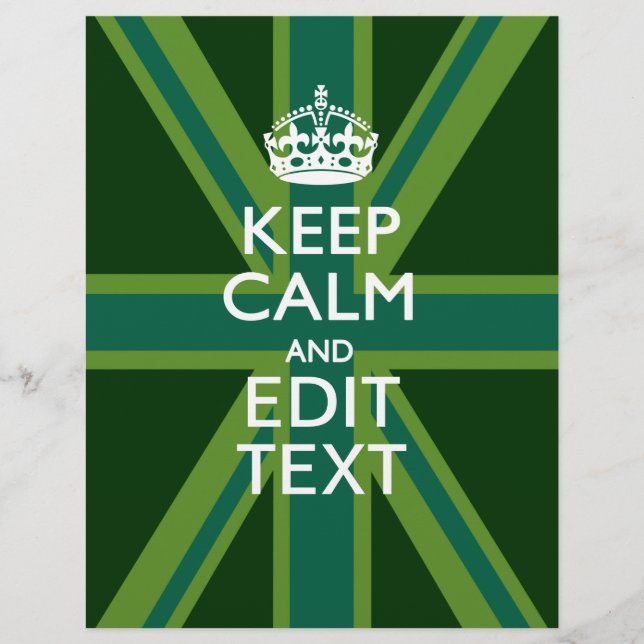 Accent Green Keep Calm And Your Text Union Jack (Front)