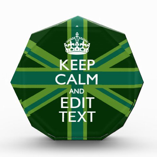 Accent Green Keep Calm And Your Text Union Jack Acrylic Award