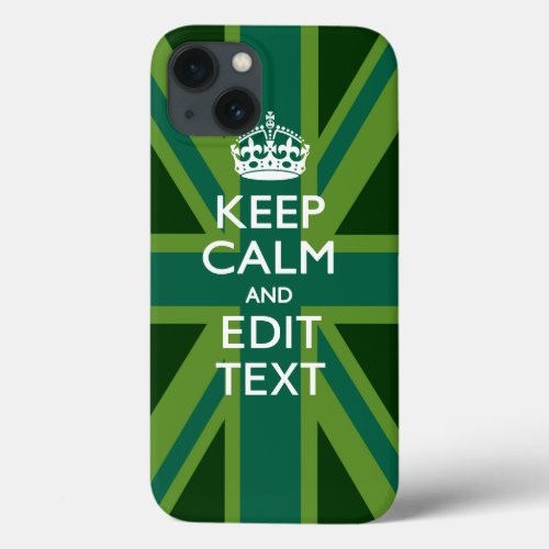 Accent Green Keep Calm And Your Text Union Jack iPhone 13 Case