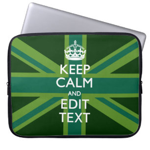 Accent Green Keep Calm And Your Text Union Jack Laptop Sleeve